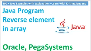 Java program to reverse elements of array Learn with Krishna Sandeep