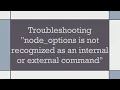 Troubleshooting node - options is not recognized as an internal or external command