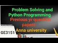GE3151-Problem solving and Python Programming previous year question papers Anna university