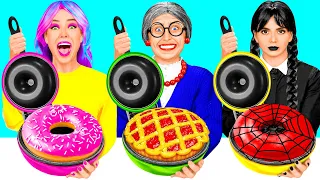 Wednesday Vs Grandma Cooking Challenge Simple Secret Kitchen Hacks And Tools By BaRaDa Challenge 