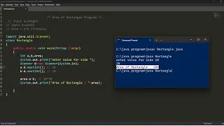 program to calculate area of rectangle java programming