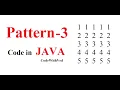Pattern 3 Number Pattern Print Program in java row same number print in pattern Pattern Print