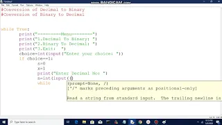 Binary to Decimal and Viceversa Python Programming