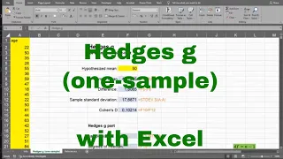 Excel - Hedges g one-sample