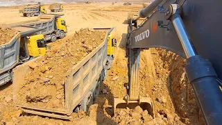  video backhoe digging volvo excavator cat350 4k mining jcb backhoe loader working mining opening 