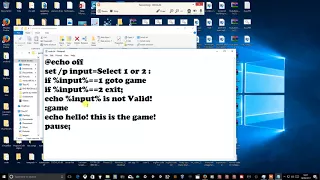 how to code on notepad using user input