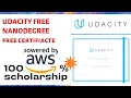 UDACITY NANODEGREE FREE WITH CERTIFICATE UDACITY AWS SCHOLARSHIP DETAILS 2021 FREE COURSES 2021