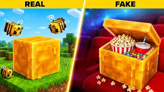 Fake vs Real Minecraft Blokları! Sinemada Komik Atıştırmalık Challenge