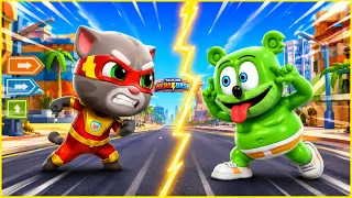 Los Gatos SUPERHÉROES vs GUMMY BEAR, Talking Hero Dash vs Gummy Bear Run