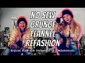 DIY Bleach Dip 90s Grunge Flannel Refashion No Sewing
