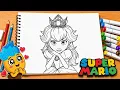 Princess Peach Coloring Page Glow-Up Super Mario FanArt Tutorial