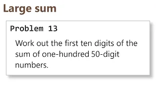 Project Euler Problem 13