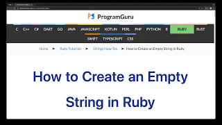 How to Create an Empty String in Ruby
