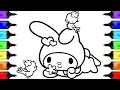 My Melody and Birds Coloring Pages Hello Kitty Friends Sanrio Coloring Book Pages Art