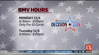 BMV Hours for Monday and Tuesday