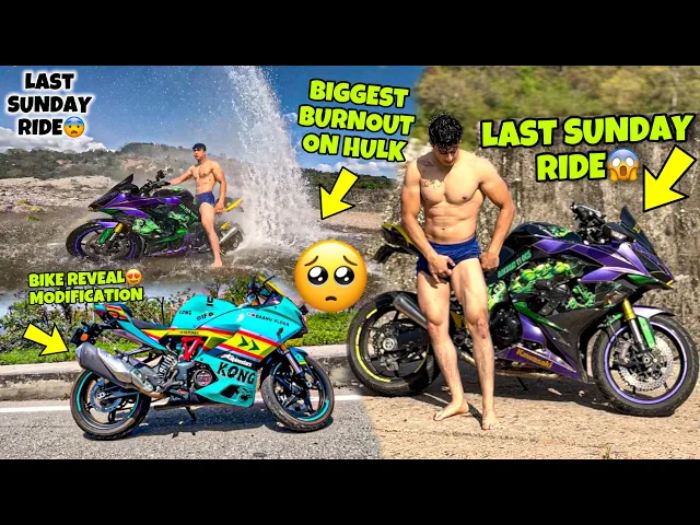 Download MP3 My Last🥺 Sundayy Ride on Hulk |😨 Biggest Burnout on Hulk | Last Vlog ?| Sunday Ride😍!  Ninja .h2r