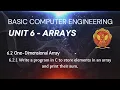 6 2 1 One-Dimensional Array Unit 6 BT-205 C Programming BASIC COMPUTER ENGINEERING RGPV