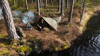 ALONE IN THE WILD - CAUGHT IN A STORM - CATCH AND COOK