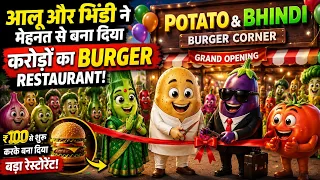 🥔 आलू और भिंडी ने मेहनत से बना दिया करोड़ों का Burger Restaurant! 😱❤️ | AI Animated Story