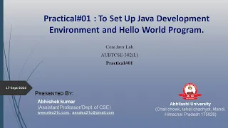 Practical To Set Up Java Development Environment and Hello World Program