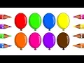 Learn Colors With Balloon Coloring Pages For kids Children babies - Drawing Balloons Art Colours
