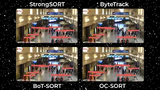 ByteTrack vs BoT-SORT vs StrongSORT vs OC-SORT YOLOv8x Comparision