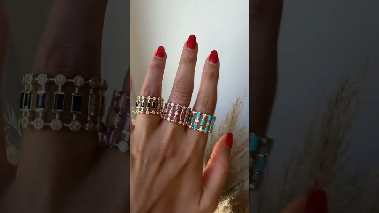 14K Rose Gold Diamond & Pink Sapphire Lace Cigar Band