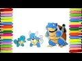 Pokemon coloring Squirtle Wartortle and Blastoise
