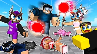 ROBLOX BLADE BALL WITH YOUTUBERS.. (they rage quit)