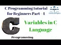 C Programming tutorial for Beginners Part 4 Variables in C Language Hindi English