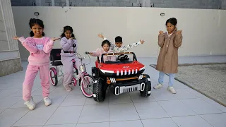 تحدي السباق بين السياره الكهربائيه والسيكل الوردي ليلى 