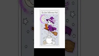 Fly Into Halloween Fun Printable Witch Cat Coloring Page Instant download