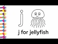 j for jellyfish lowercase alphabet tracing and coloring pages for preschoolers
