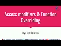 Access Modifiers and Function overriding in C Lecture 20 By Jay Fuletra