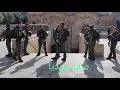 The israeli occupation forces break into Bab Al Rahma  prayer area at Al Aqsa mosque.