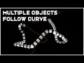Multiple objects follow curve path Blender Beginner tutorial