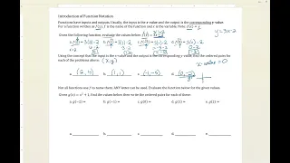 Function Notation and Evaluating Functions