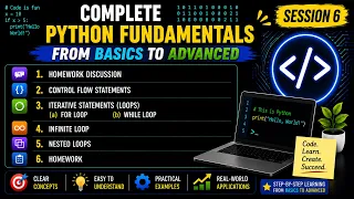 For Loop While Loop Control Flow Statements Session 6 Python Tutorial for Beginners
