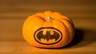 Laser Engraving The Batman Logo on a Pumpkin
