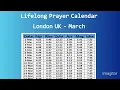 Lifelong Prayer Calendar London UK - March Salah Times London Prayer Times London