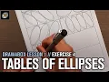 Drawabox Lesson 1 Exercise 4 Tables of Ellipses