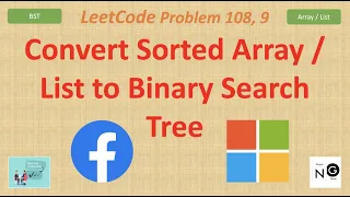 Convert Sorted List to Binary Search Tree Leetcode 108 109 Facebook Microsoft BST