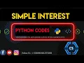 Python Program For Simple Interest Python Programming Codes Coding Solutions