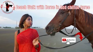 red chiffon saree video by neelam horse u0026 neelam beach walk saree look fashion video
