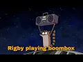 Rigby playing boombox meme template