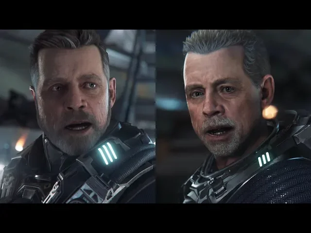 Star Citizen - Squadron 42 - Mark Hamill Character Model Comparison 2017 vs 2018