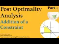 Post Optimality Analysis Part-6 -Addition of a constraint