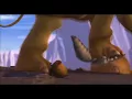 Ice Age Scrat squashed flat by animal feet