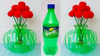 Plastic bottle Vase Craft/ DIY Easy Tree from Waste bottle/Sprite ki bottle se banaye Guldasta