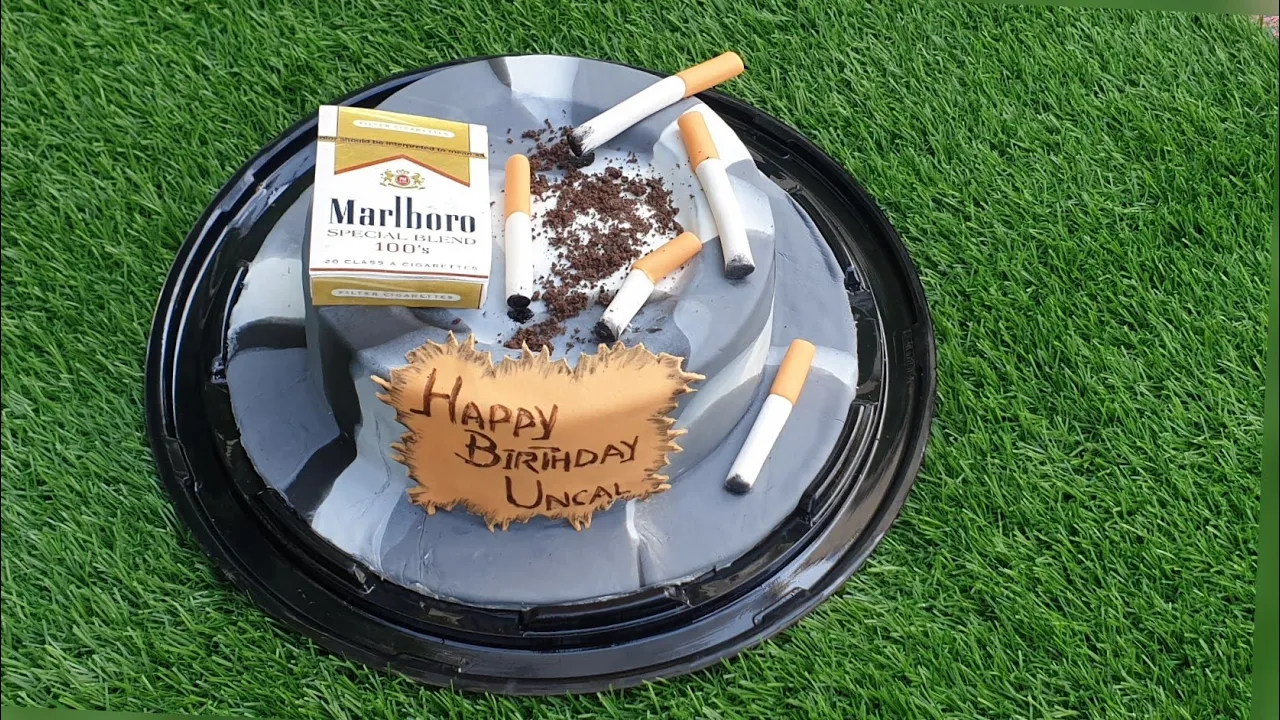 Cigarette Theme Cake| How to Make Fondant Cigarettes and Box |Ashtray Cake With Cigarette Box